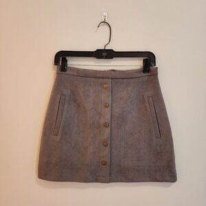 HYFVE Gray Suede Button Mini Skirt